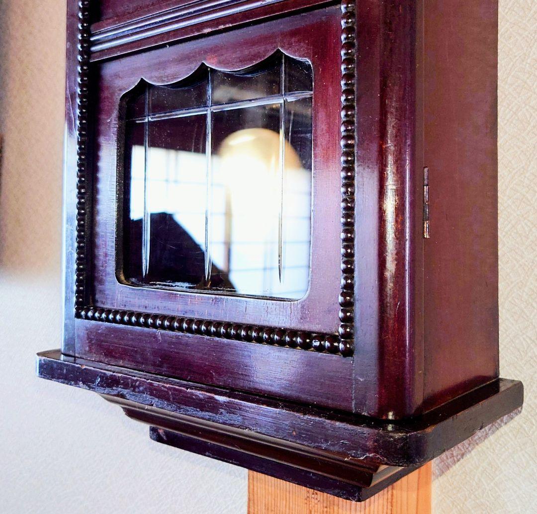 〈完動・美品〉鶴巻時計店英工舎　大正浪漫筋硝子宮型ゼンマイ振り子時計 　古時計