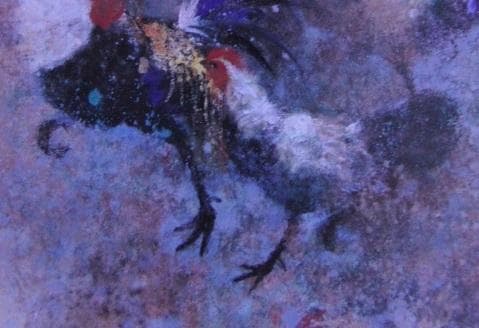 清原啓一、【紅庭に遊ぶ】、希少な額装用画集より、新品額装付