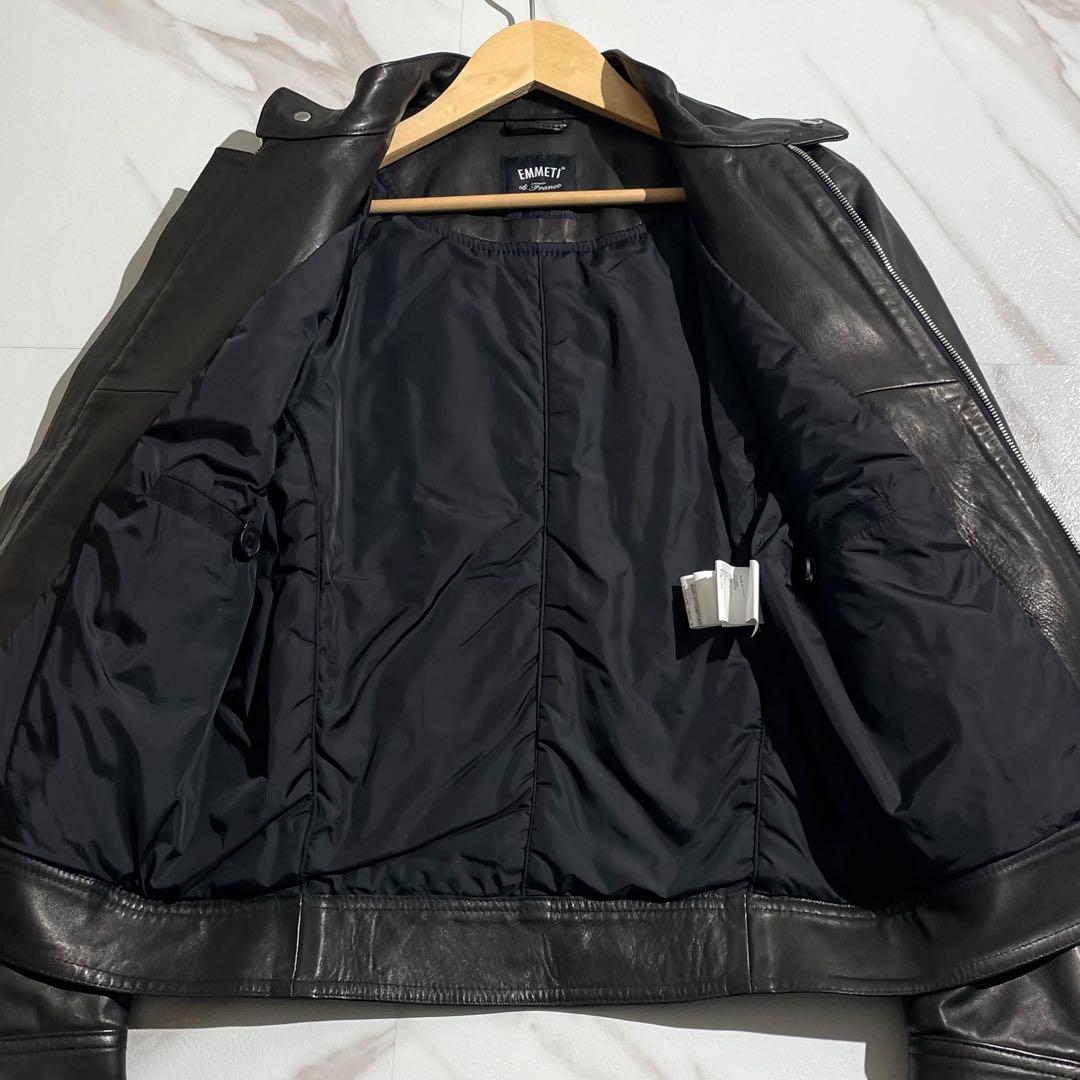 極美品✨EMMETI アンドレア シングルライダース レザージャケット S 黒