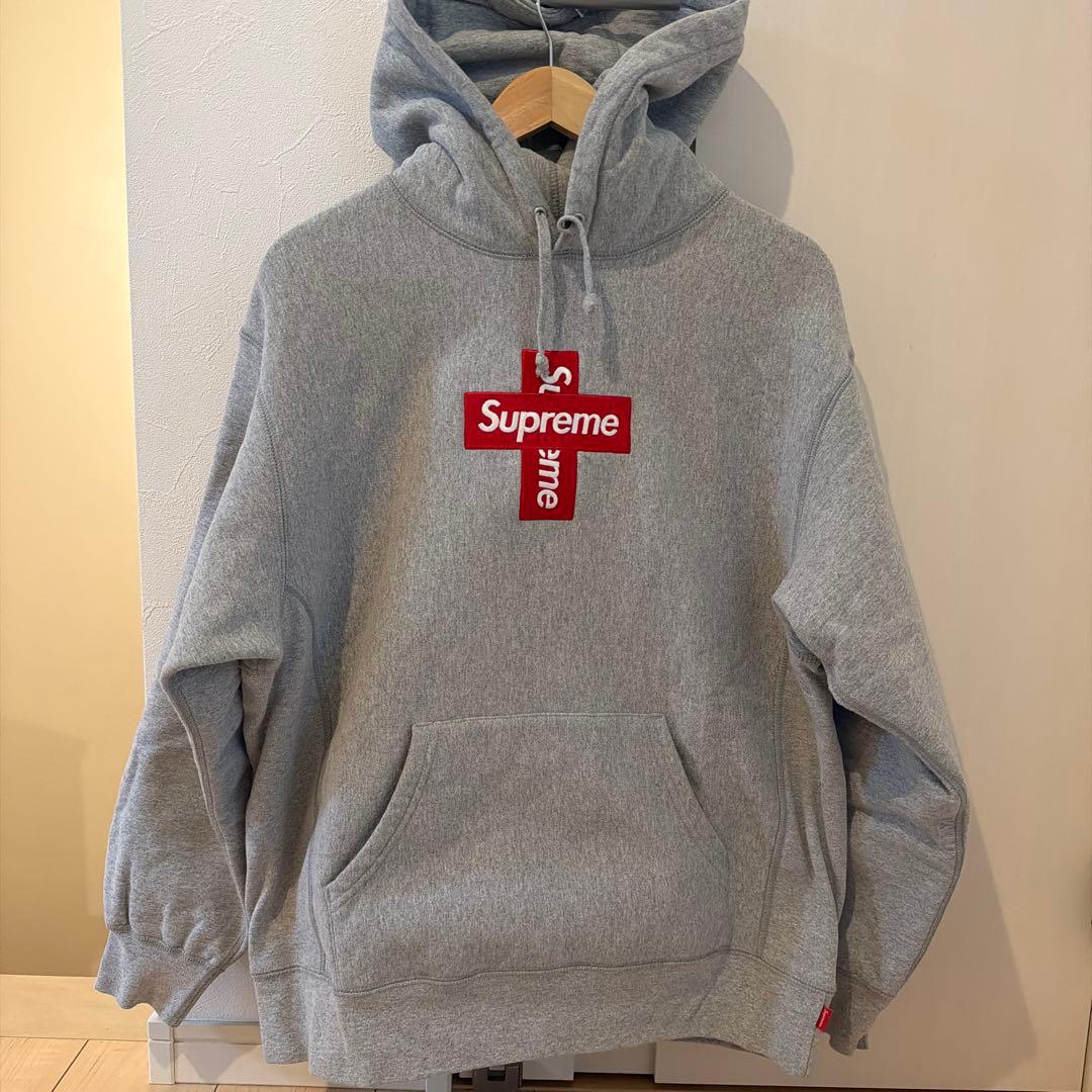 Supreme CrossBoxLogo Hooded グレーMサイズ