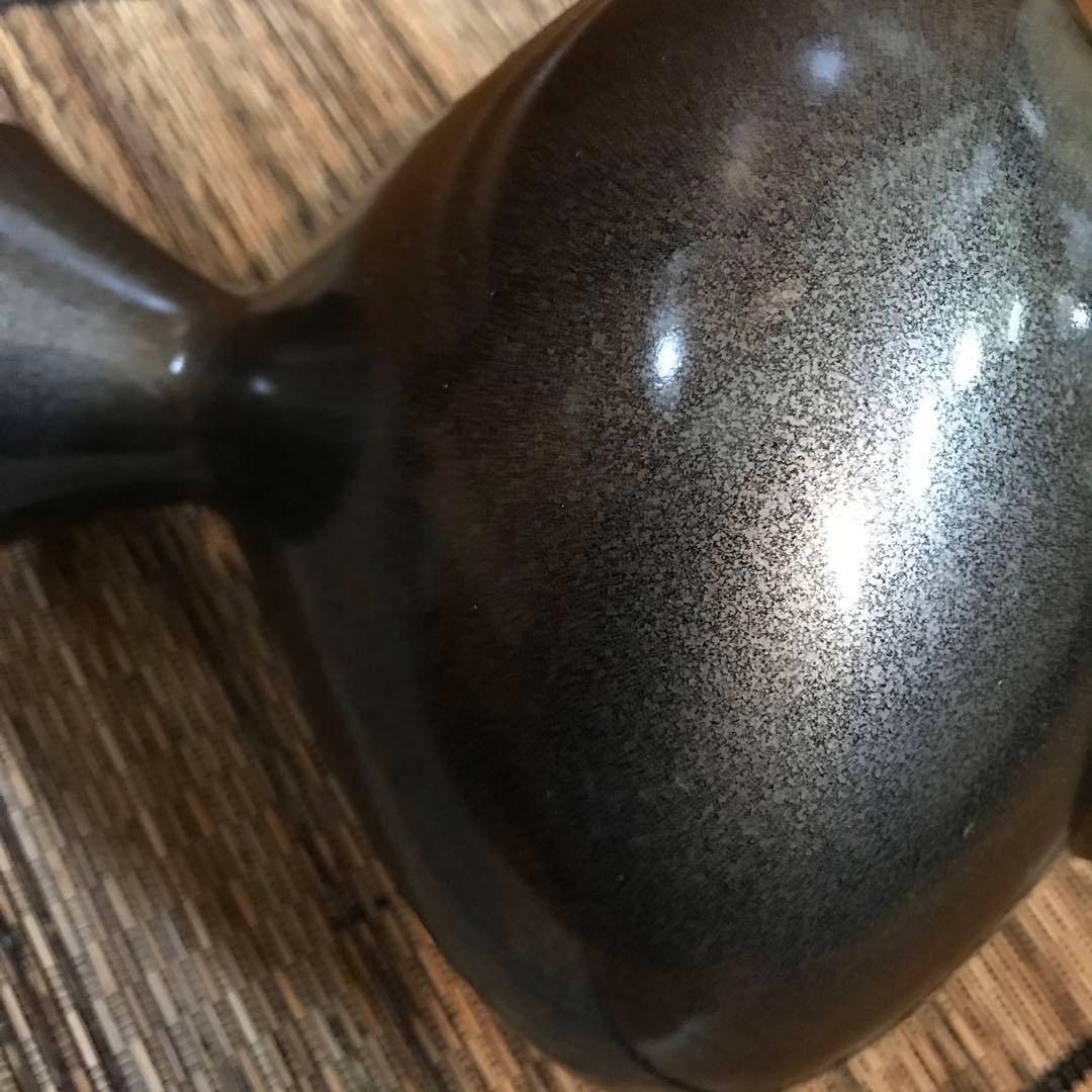 ★ 鶴の彫刻壺　花器　骨董　銅製壺　アンティーク　銅器壺