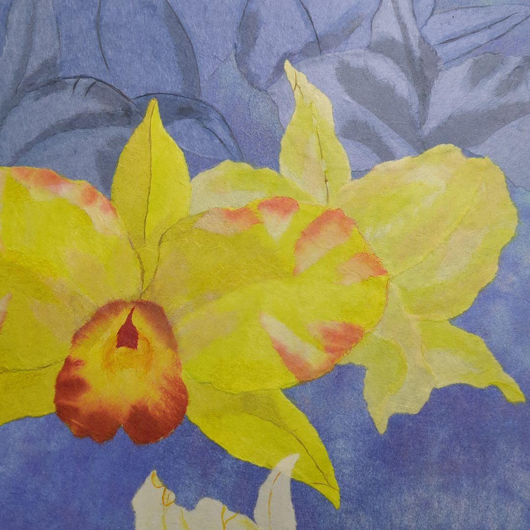 【ちぎり絵】「カトレア」　ハンドメイド　(P 10サイズ) 暮らしに彩りを