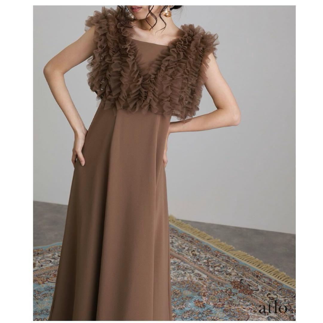 atloチュールベスト付きブラウンドレス　ネックレスつき