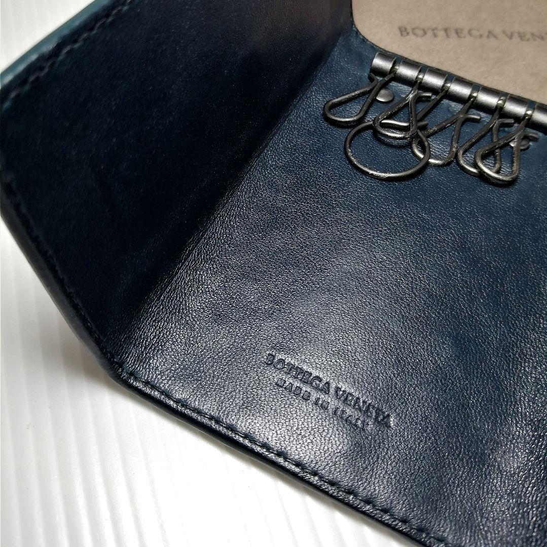 ◆ボッテガヴェネタ◆高級 キーケース レザー 極美品 ネイビー イントレチャート