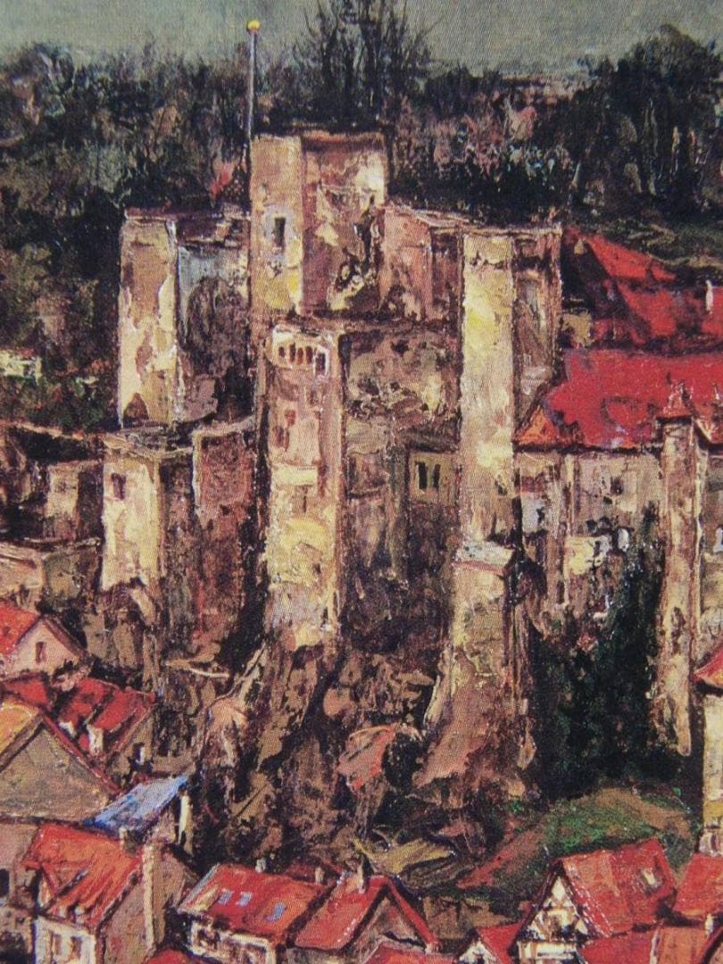 河畔の古城、花巻碧、希少な画集より、新品高級額・額装付