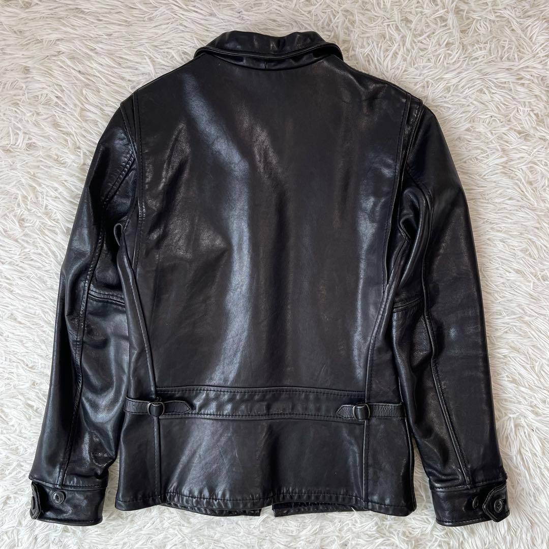 極美品✨ショット トラッカージャケット レザージャケット 牛革 チェック S
