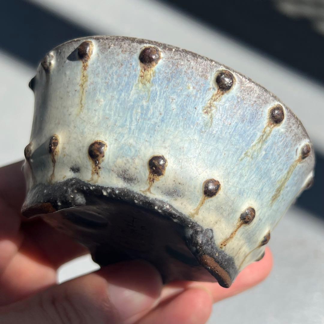 781.暁雲 鼓釘丸鉢 盆栽鉢 植木鉢 8.4*4.3cm