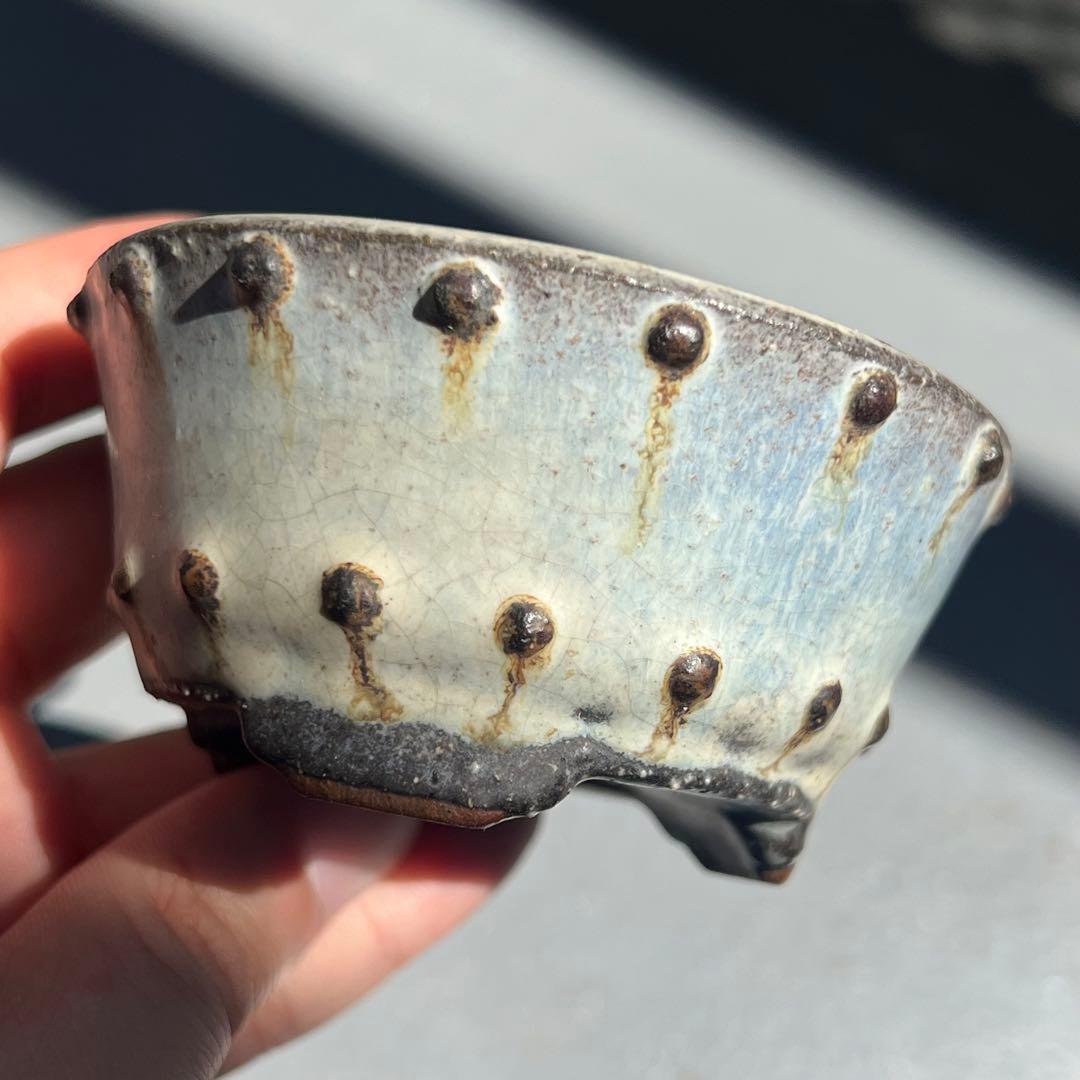 781.暁雲 鼓釘丸鉢 盆栽鉢 植木鉢 8.4*4.3cm