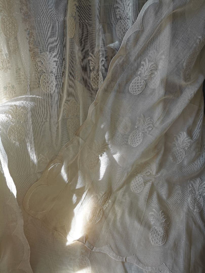 アンティーク ノッティンガムレース最高峰マドラスフレームカーテン パイナップル