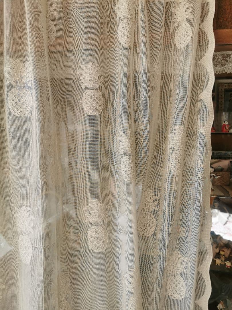 アンティーク ノッティンガムレース最高峰マドラスフレームカーテン パイナップル