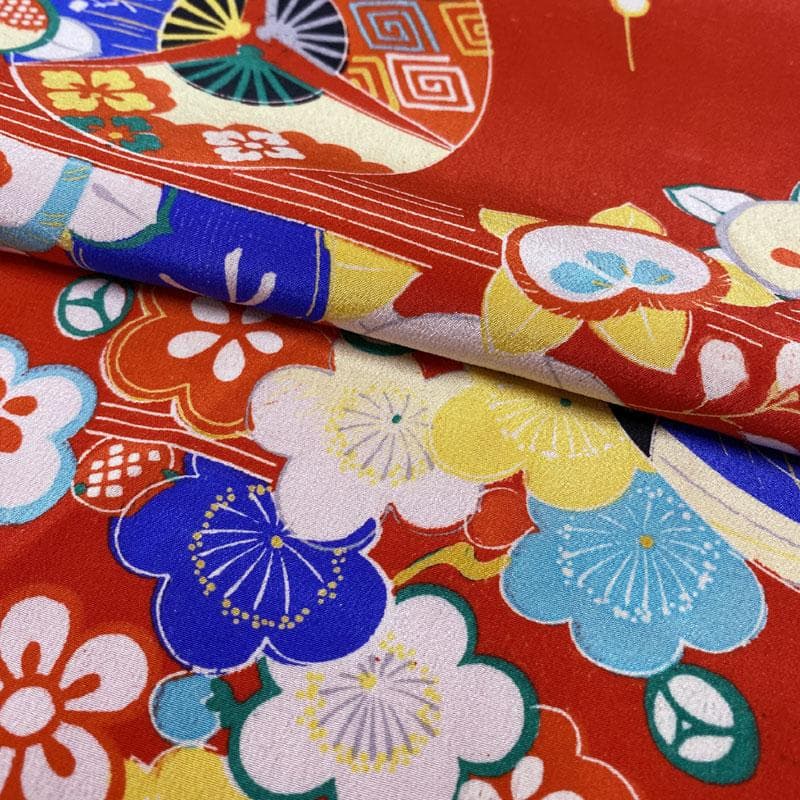 502ag46, 帯締め帯揚げしごき◎七五三 七歳 アンティーク 着物&丸帯◎