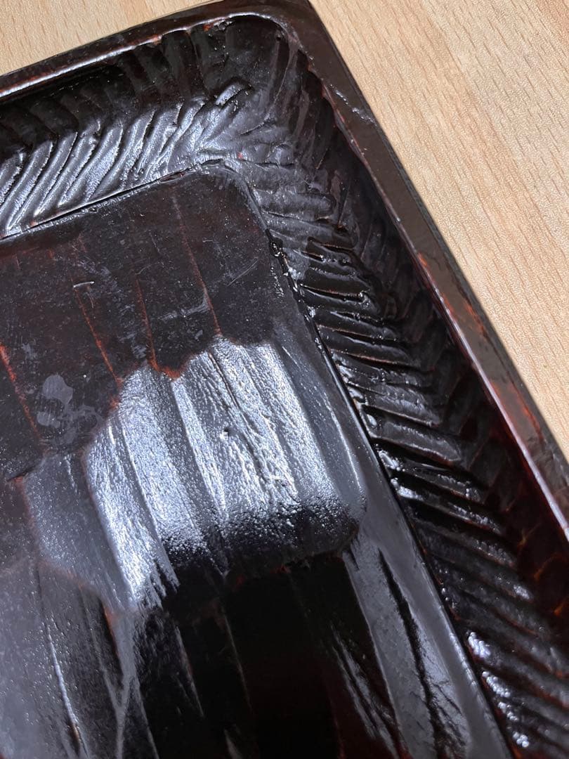 讃岐盆　讃岐彫り　四方盆 2枚　木製 お盆　漆塗　トレー　アンティーク　昭和