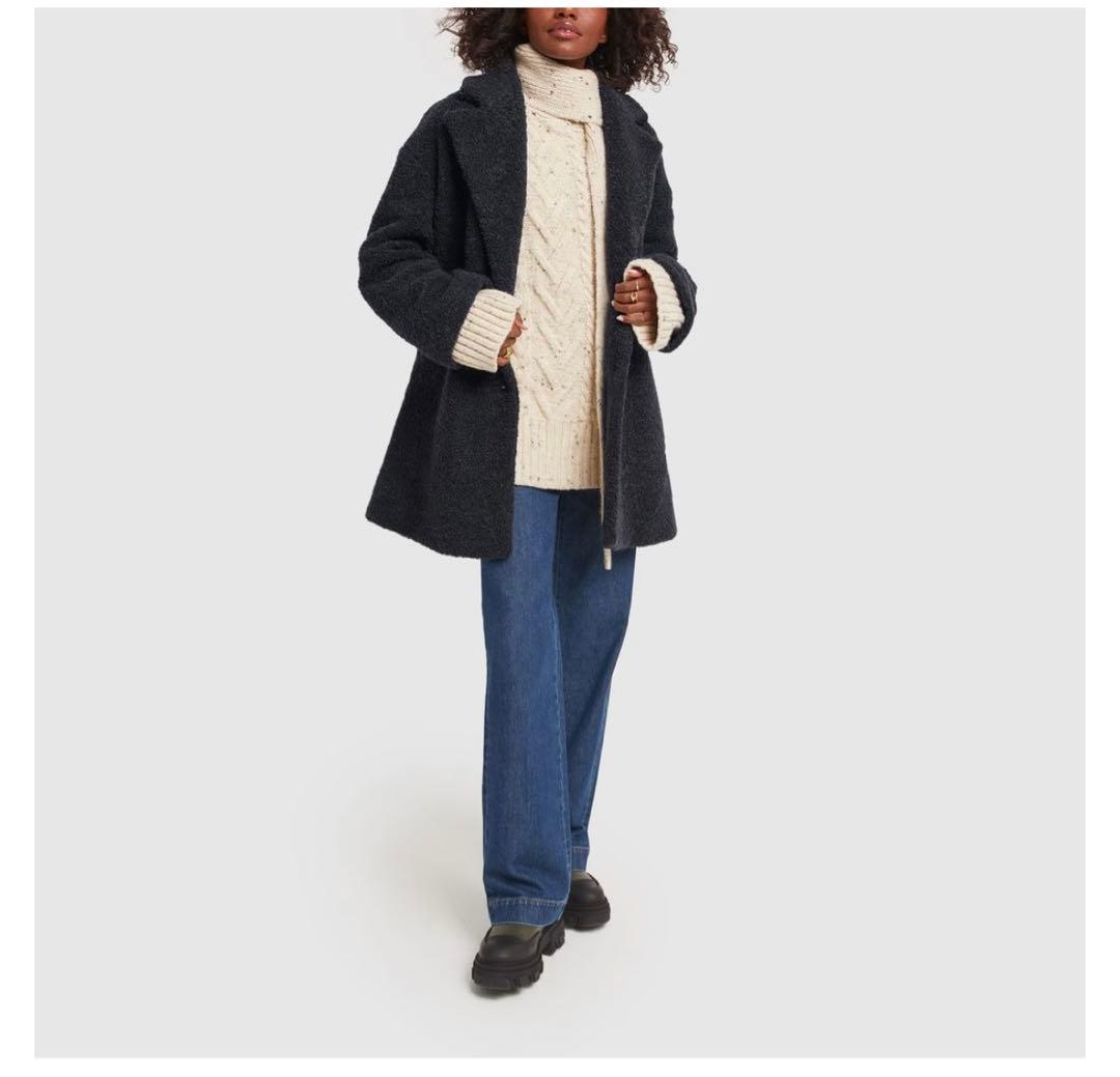 GANNI Recycled wool-blend bouclé coat
