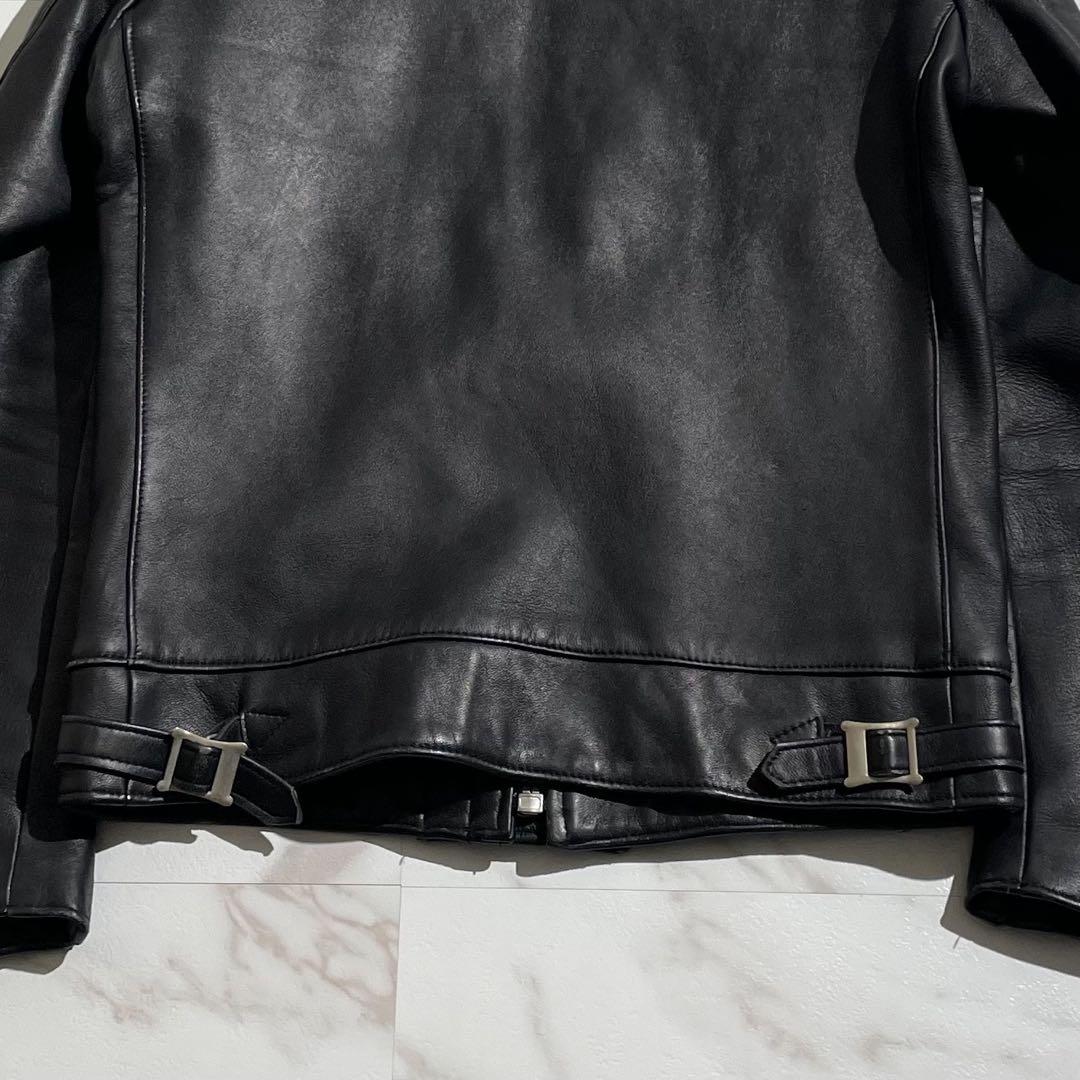 666 シングルライダースジャケット　タイトフィット　レザー　本革　メンズ