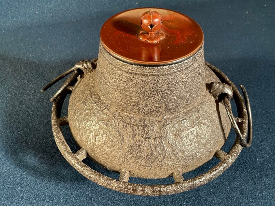 値下げ⭕️「祖」 淡々斎好 車軸釜 岩肌 巻貝鐶付 釜鐶 茶道具 （124B）