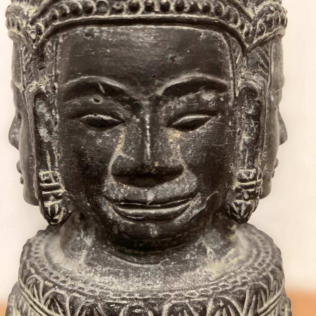 カンボジア　アンコールワット 四面の顔の仏像 青銅製 約20cm