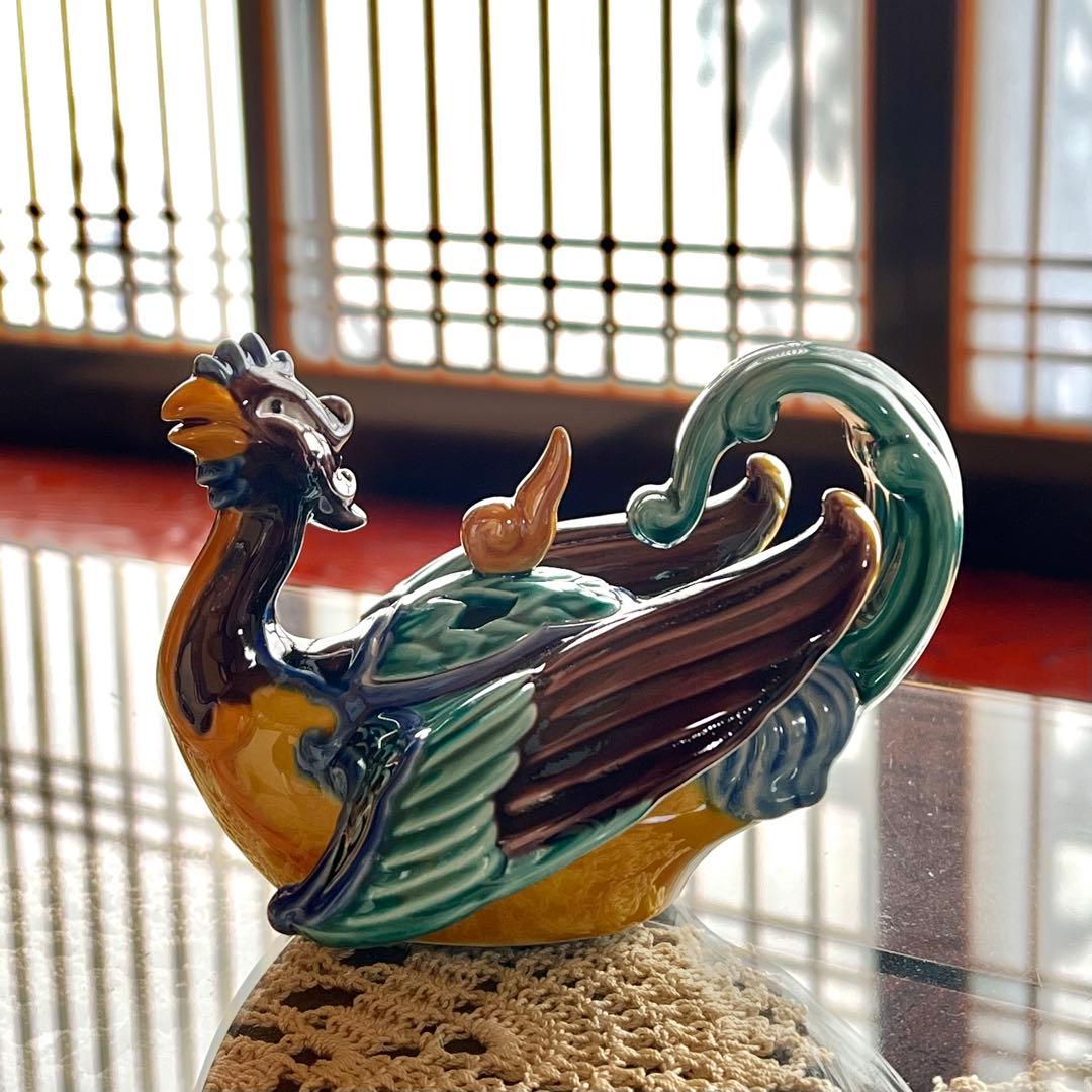 九谷焼 色釉 瑞鳥 香炉 香爐 木田弘之 作家もの 共箱 共布