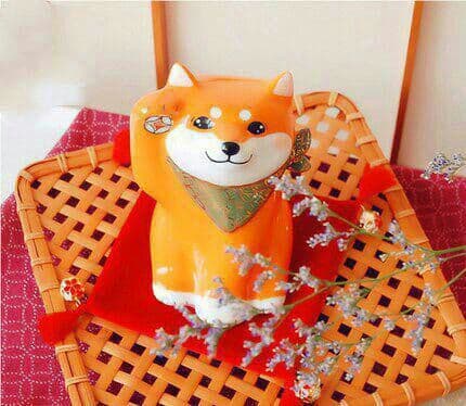 陶磁器 手描き 柴犬 置物