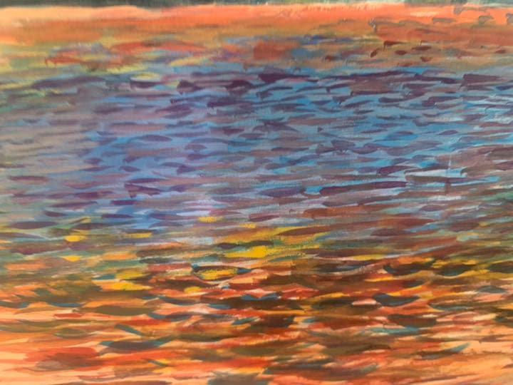 富士山　漆喰画　絵画　夕日　43×52