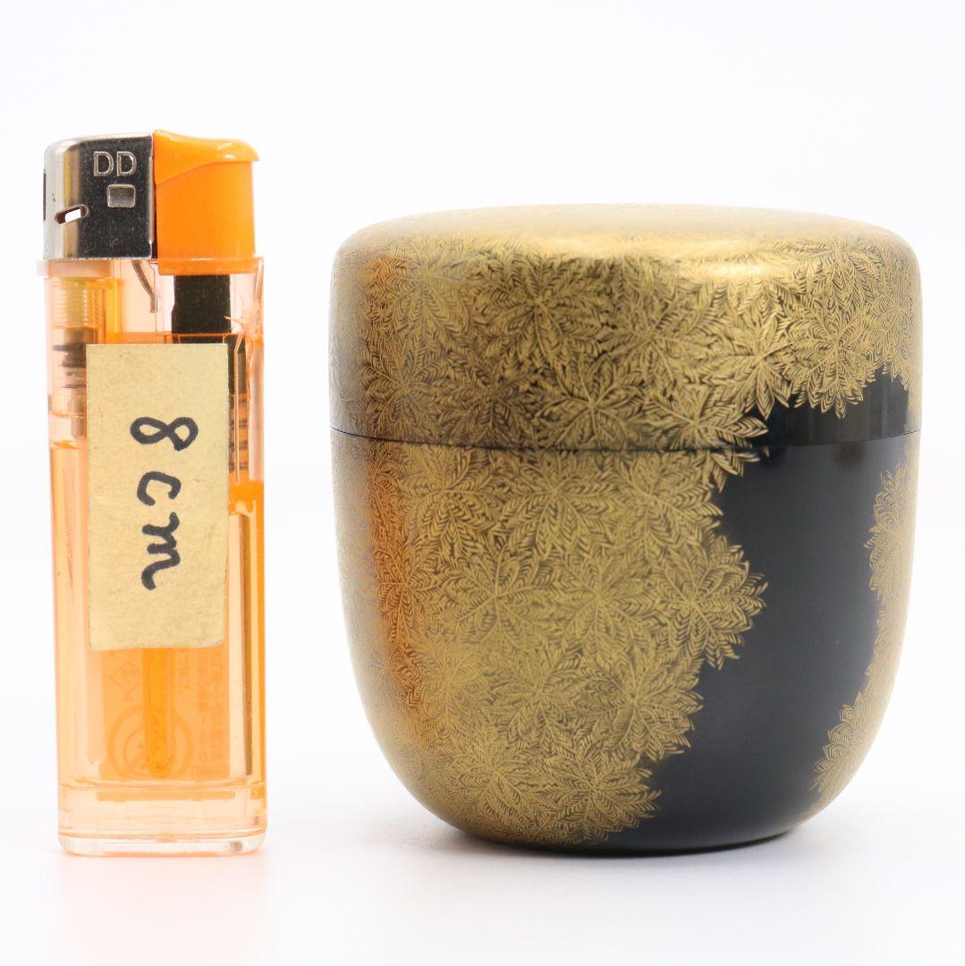 照月作 輪島塗 しのぶ文 沈金 中棗 茶道具 共箱共布　V939