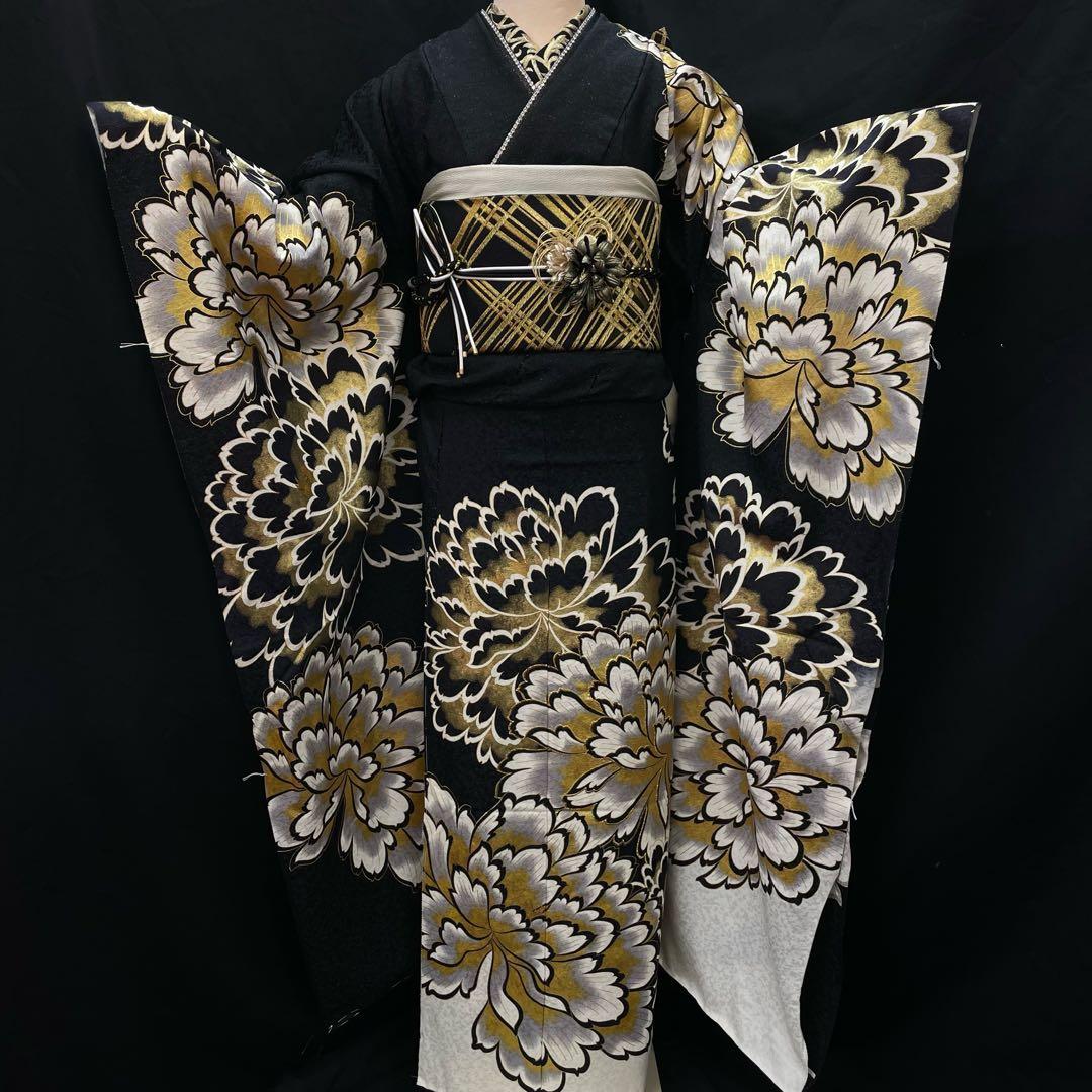 り　振袖　黒金