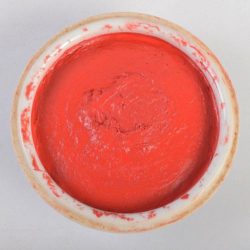 中国　上海西冷印社　花文　景徳鎮製款　光明朱砂印泥　肉池　U　R9153