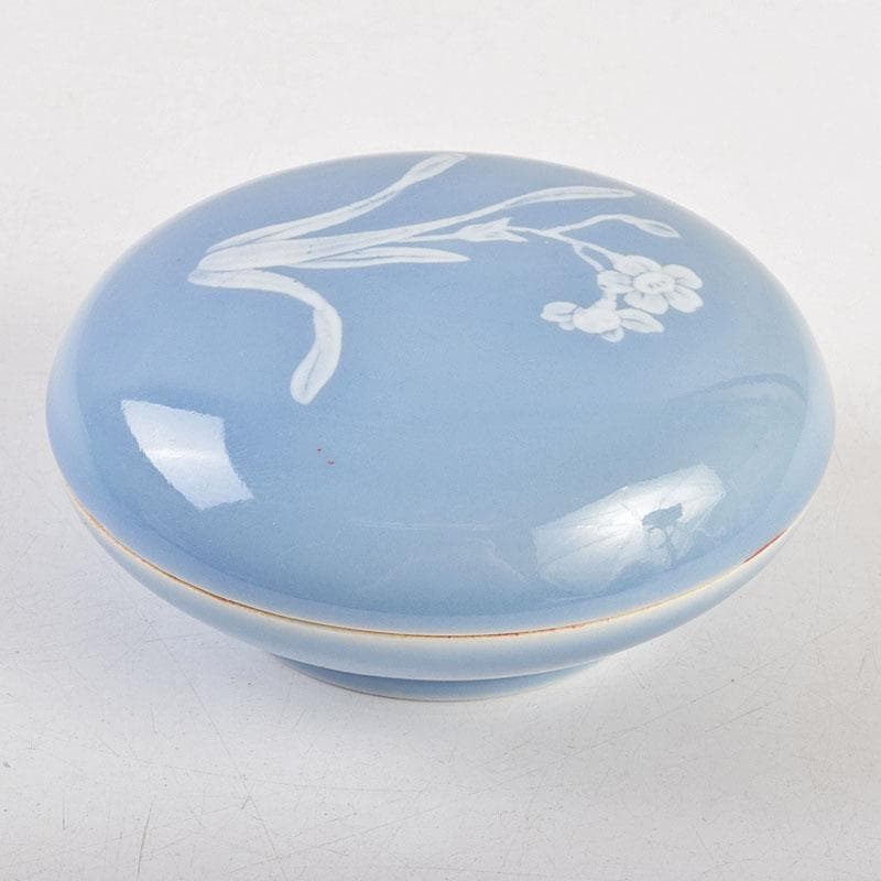 中国　上海西冷印社　花文　景徳鎮製款　光明朱砂印泥　肉池　U　R9153