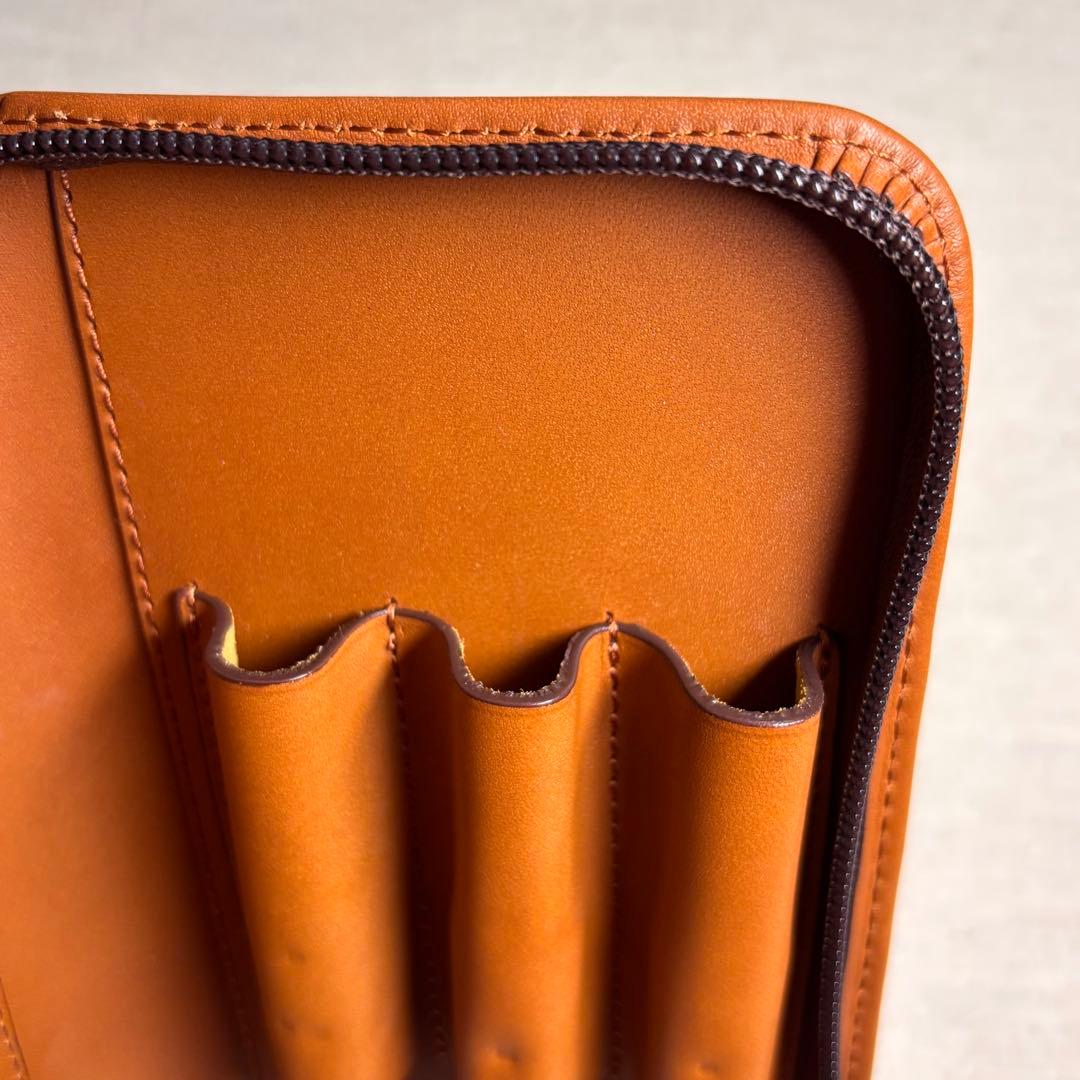 【美品】パイロット×ソメス3本差ペンケースPILOT×SOMES ブラウン 牛革