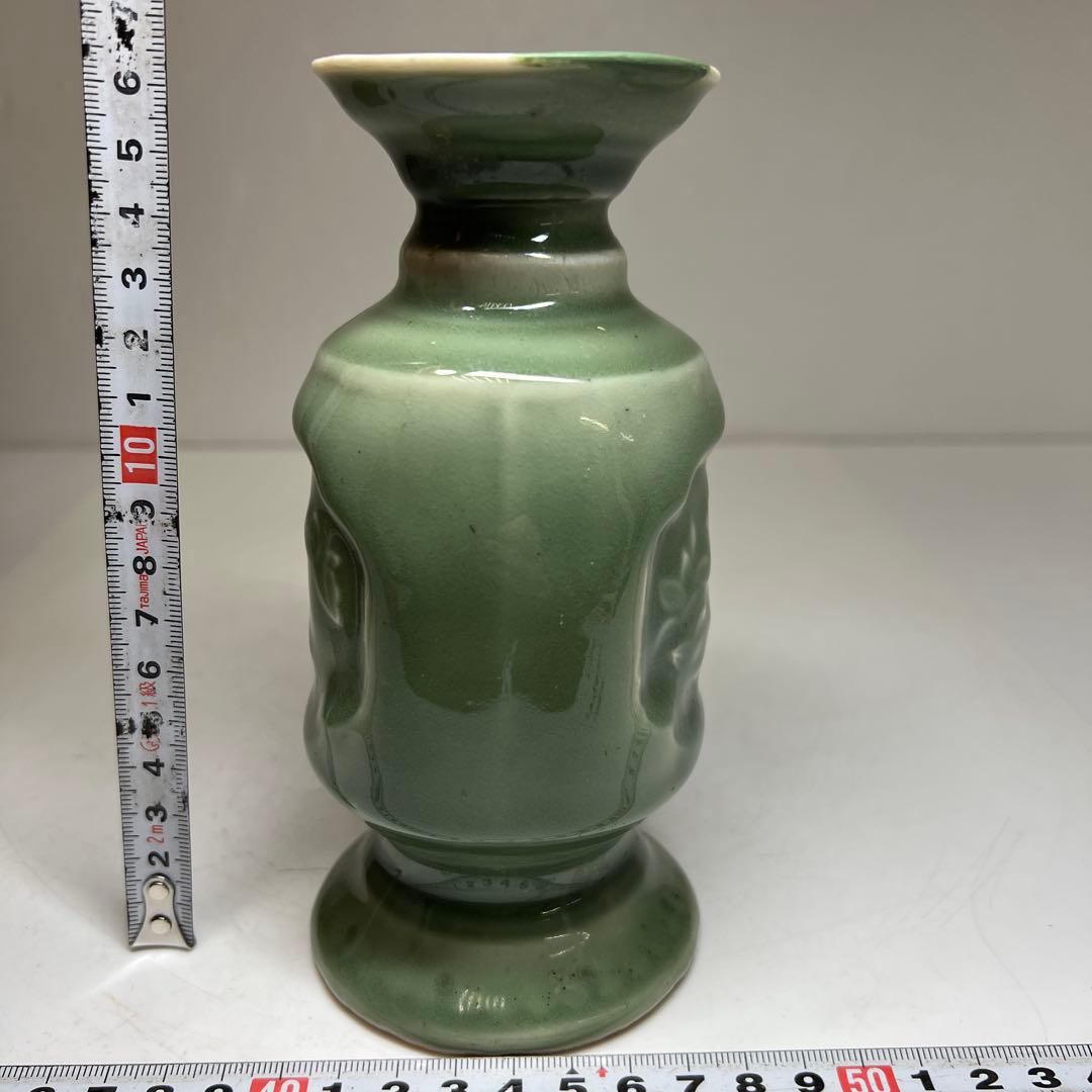 江戸後期　三田青磁燭台　木箱付　高さ16.3㎝ 東Y7-0523②