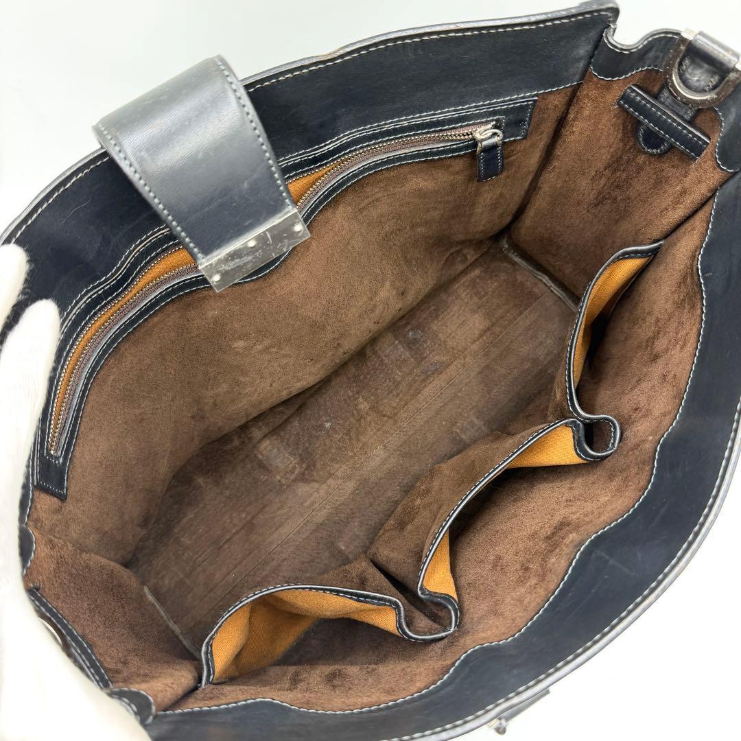 【美品】万双 マンソウ トートバッグ ビジネス ブライドルレザー A4 ブラック