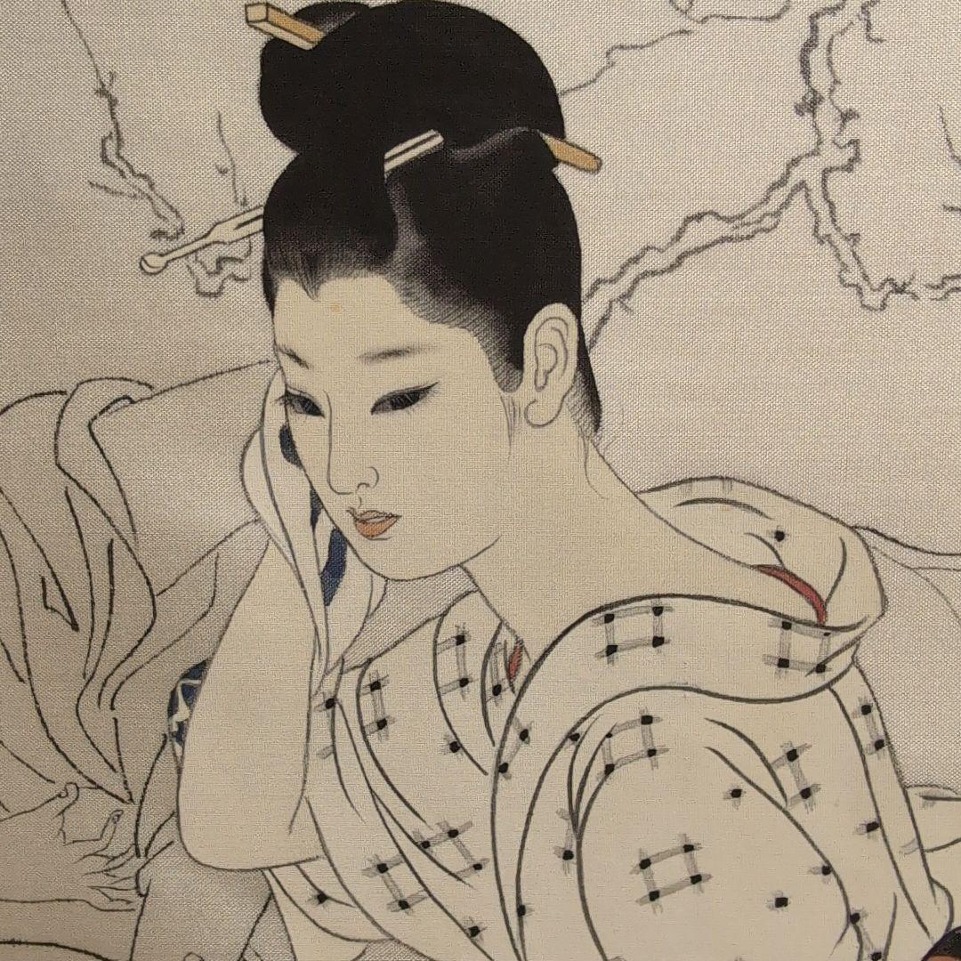 淡い色合いの日本画 人物画　浮世絵ベース　額装