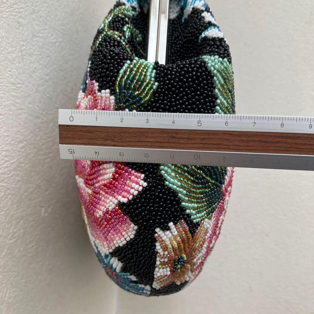 和装小物　ビーズバッグ　総ビーズ　ハンドバッグ　財布付き　鏡付き　アンティーク