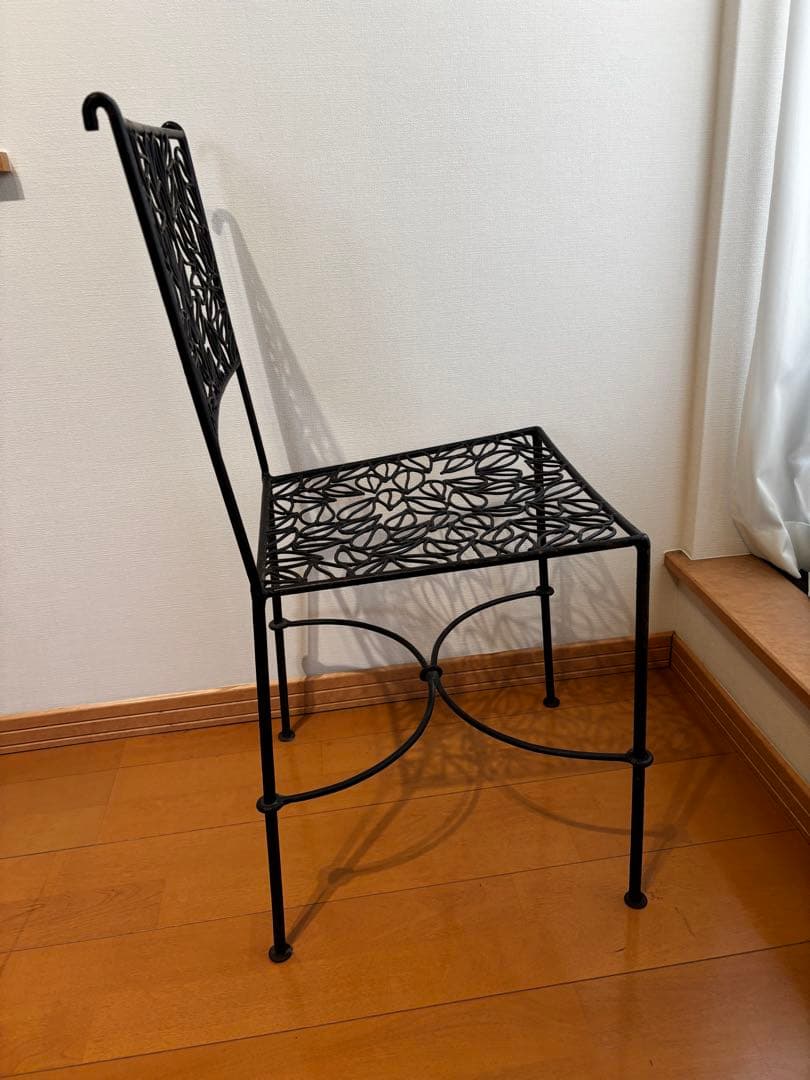 アイアンチェア ヴィンテージ 黒 椅子 Chair ブラック 葉模様椅子