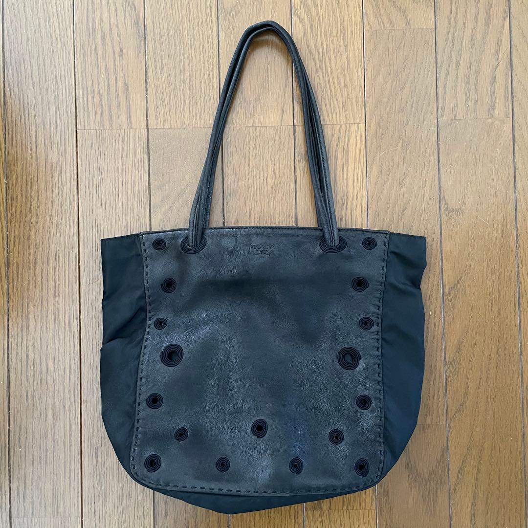 【お値下げしました】PRADA ブラック トートバッグ ドットデザイン