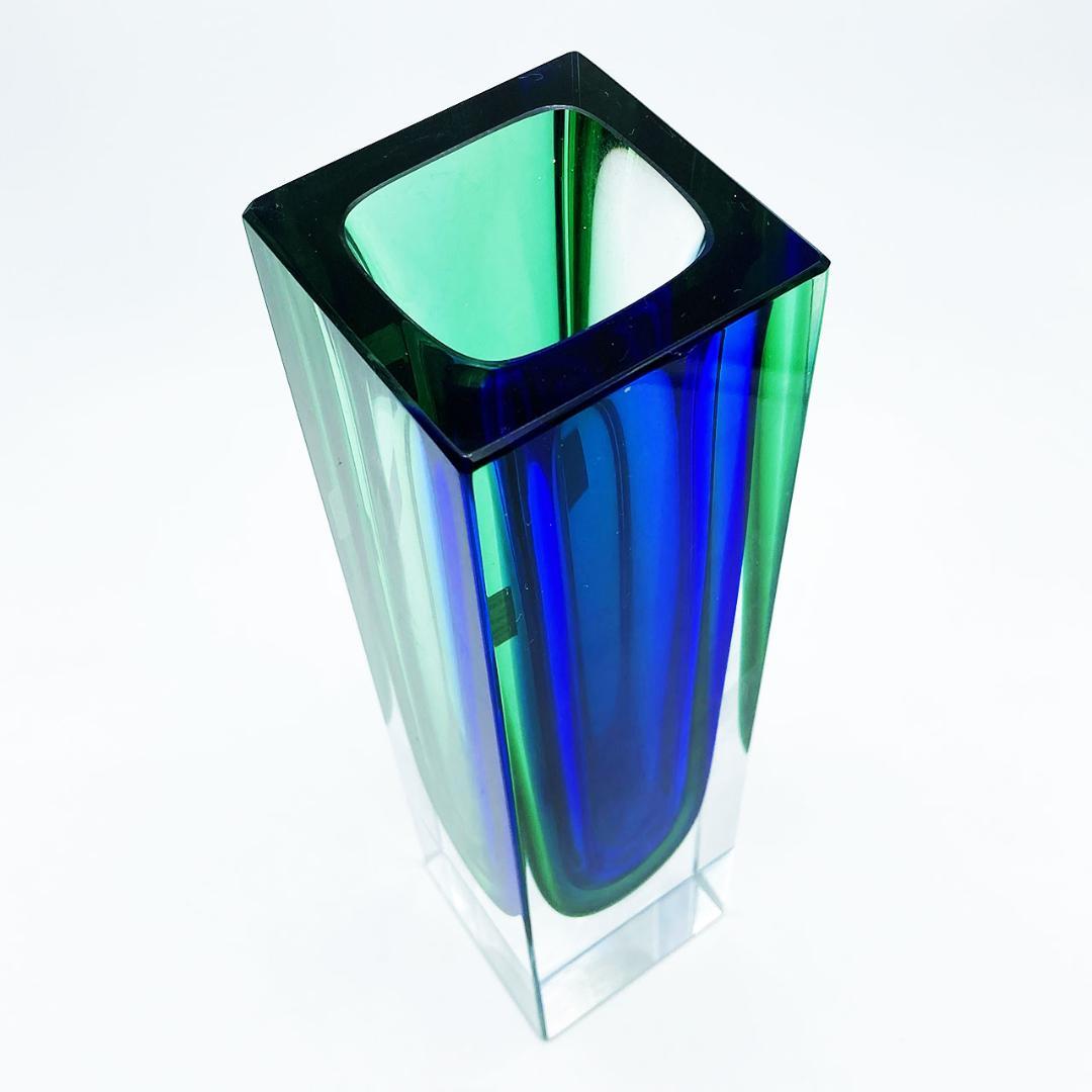 ヴェネチアガラス ムラノ Mandruzzato 花瓶 グリーン＆ブルー
