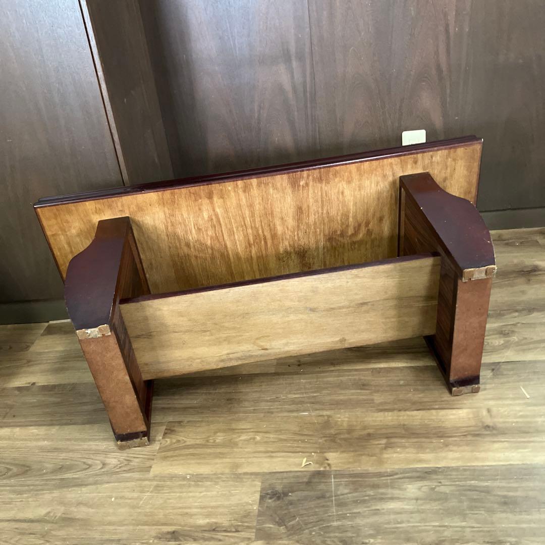 C-4アンティーク センターテーブル 大理石柄天板 マガジンラック付ローテーブル