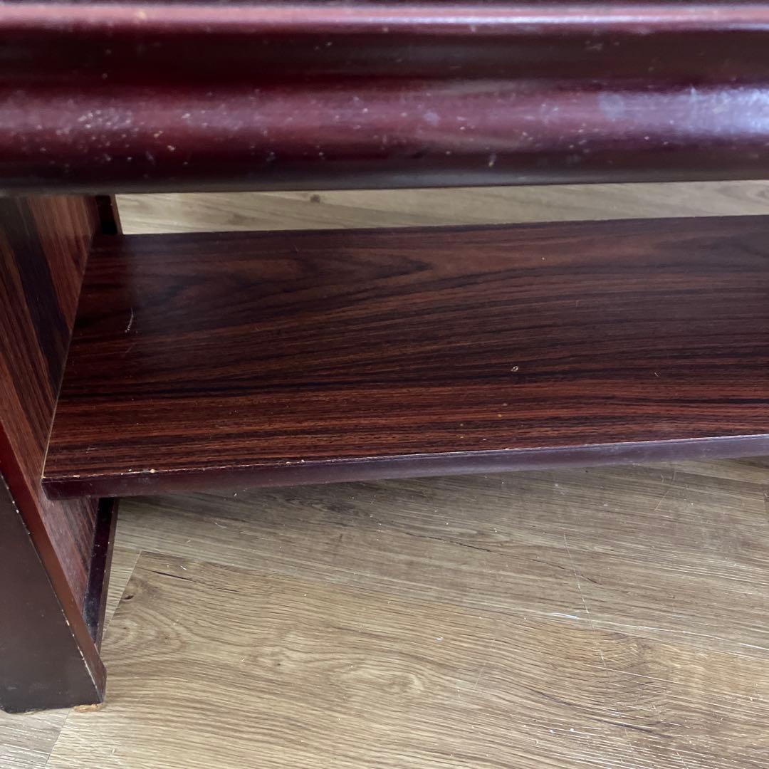 C-4アンティーク センターテーブル 大理石柄天板 マガジンラック付ローテーブル