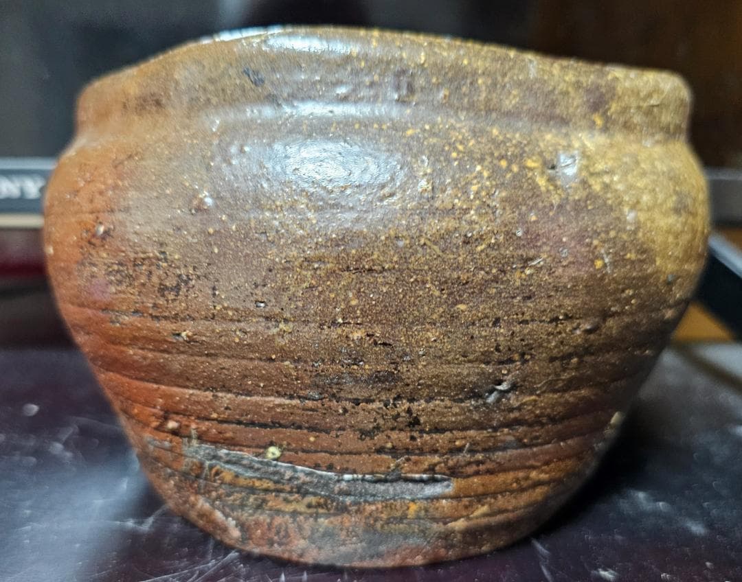 江戸初期 古田織部好み建水 古備前 分銅描判