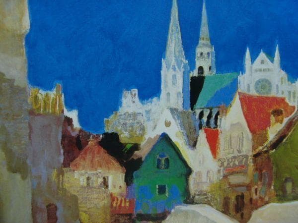 上橋 薫 【シャルトル快晴】 希少画集画、状態良好、新品高級額装付