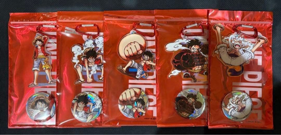 ONE PIECE オーロラアクキー&メタリック缶バッジ 5種セット