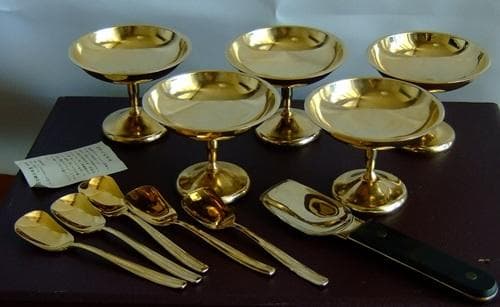 懸賞品★レディーボーデン・アイスクリーム・食器セット・24金メッキ・中古