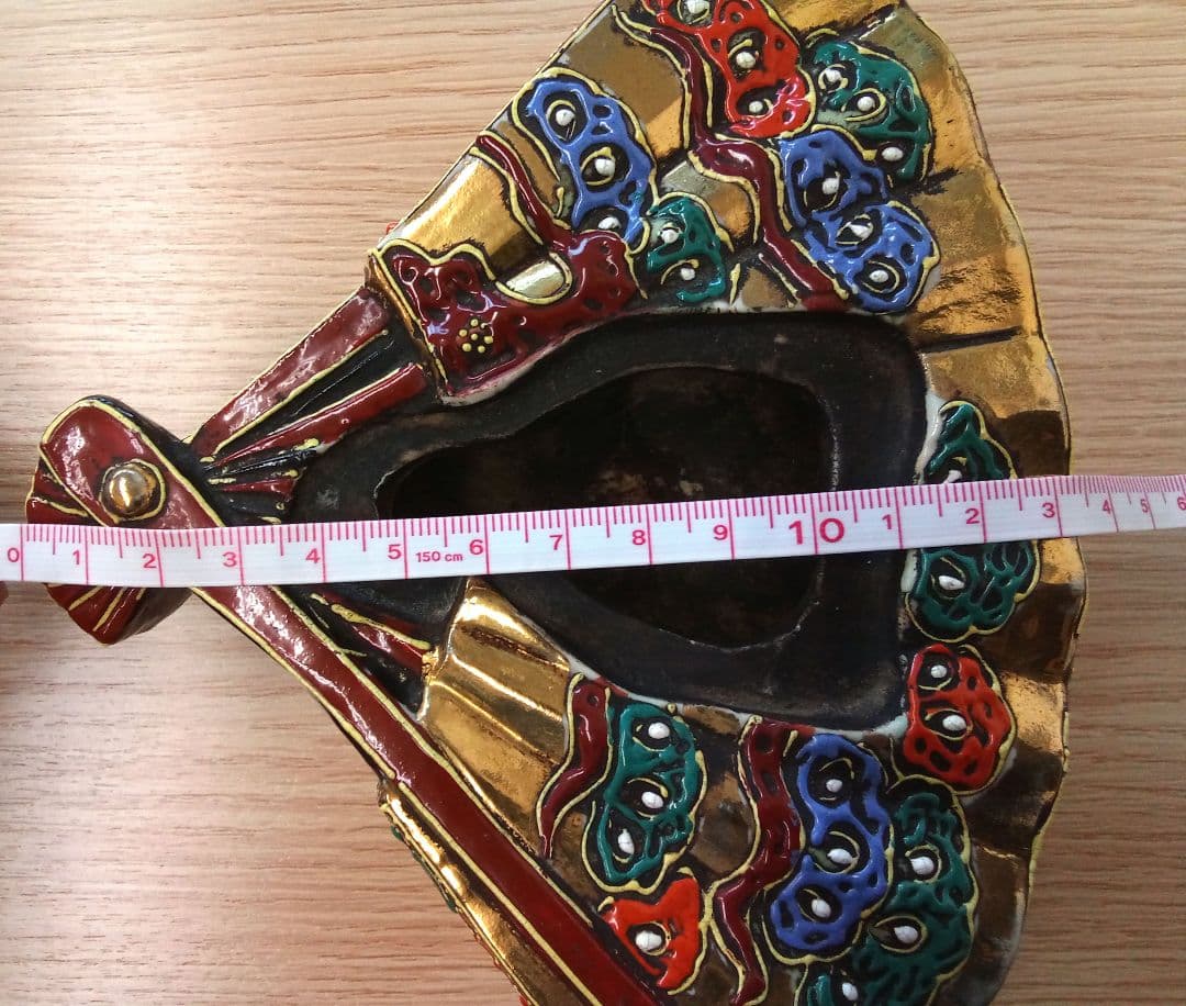 九谷焼　色絵扇面・扇型　香炉　たたみ付き