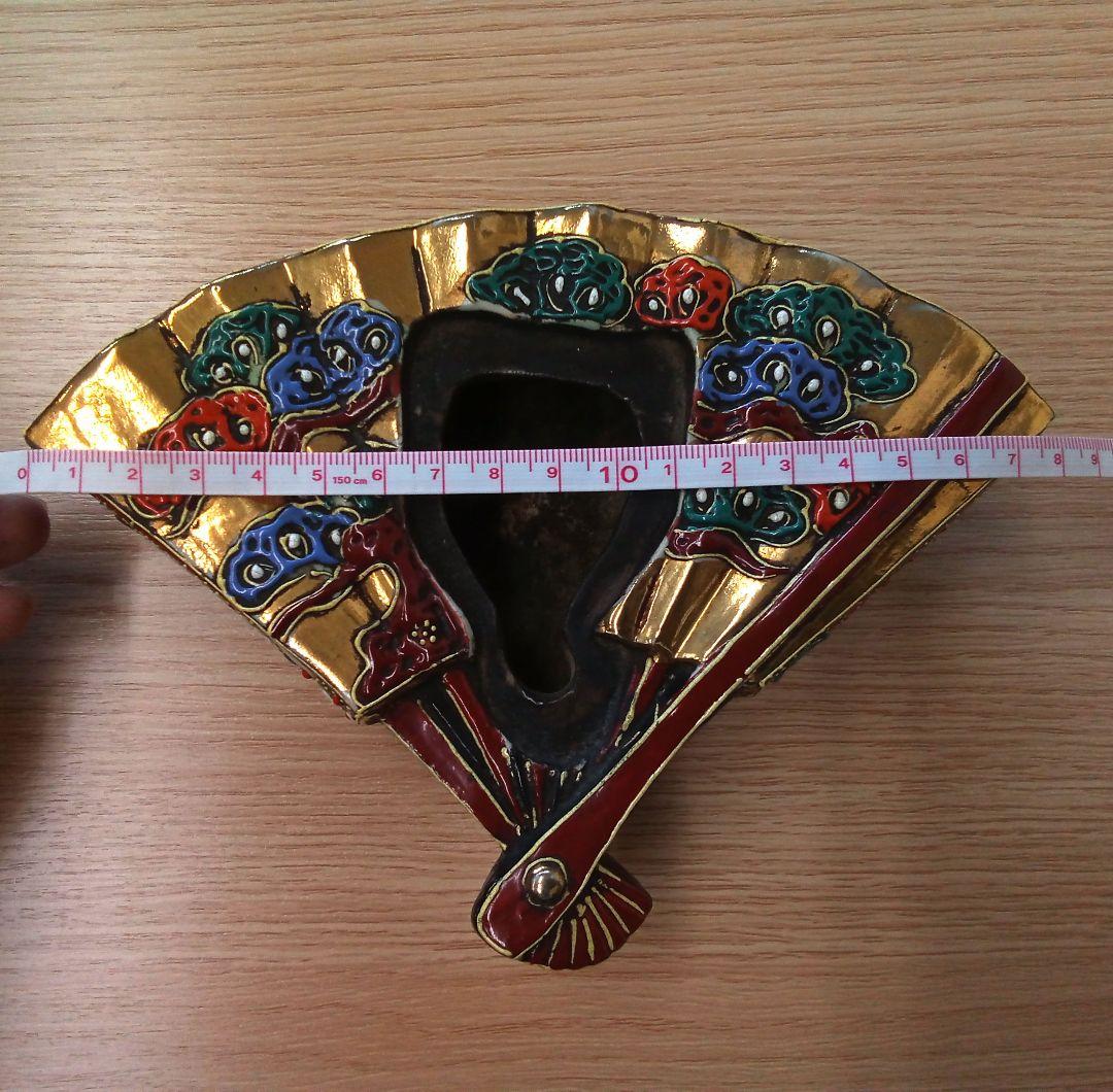 九谷焼　色絵扇面・扇型　香炉　たたみ付き