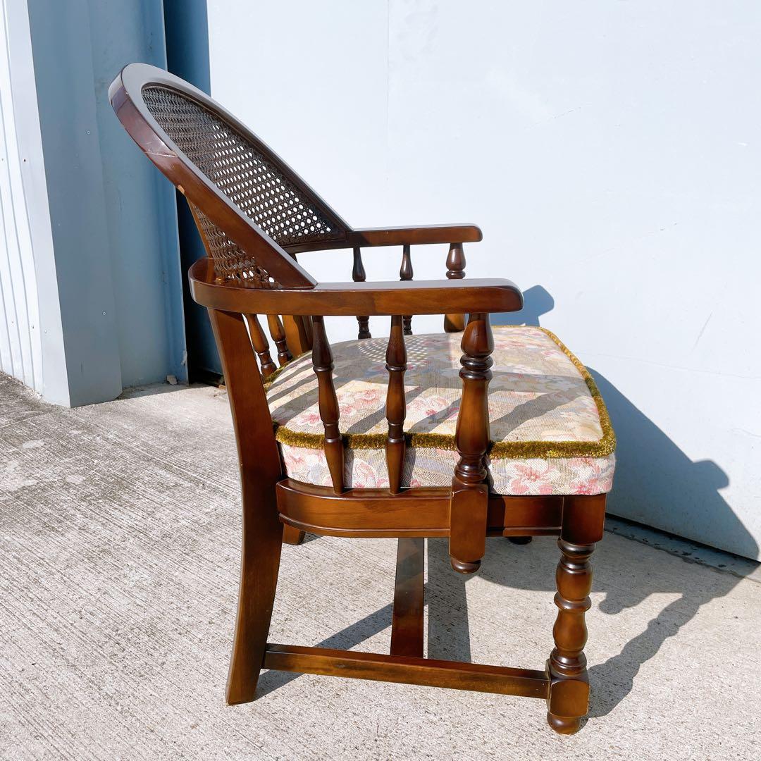 オールドカリモク コロニアル 花柄 ベロア アームチェア ダイニングチェア