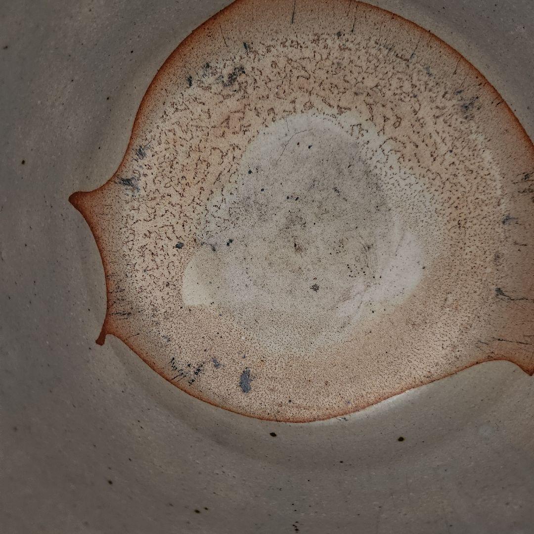 陶器 　大きめの火鉢　骨董　茅葺きの家　手描き