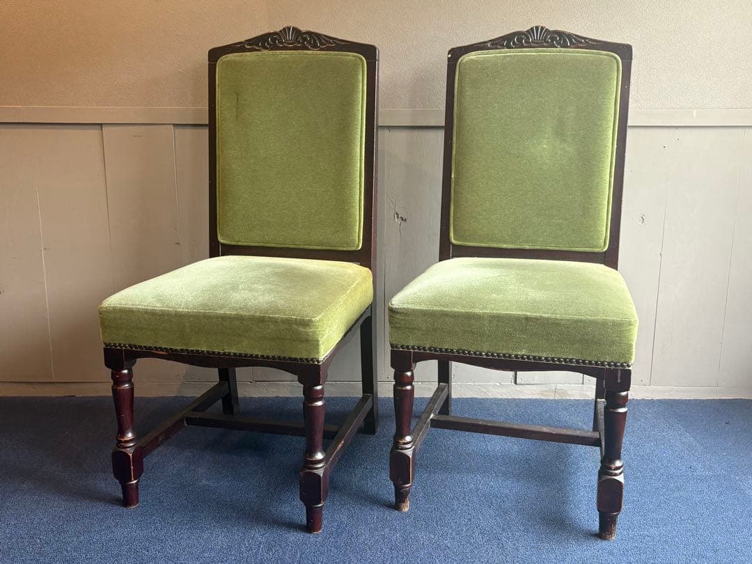 緑色のクラシックダイニングチェア2脚セット チェア③ アンティーク