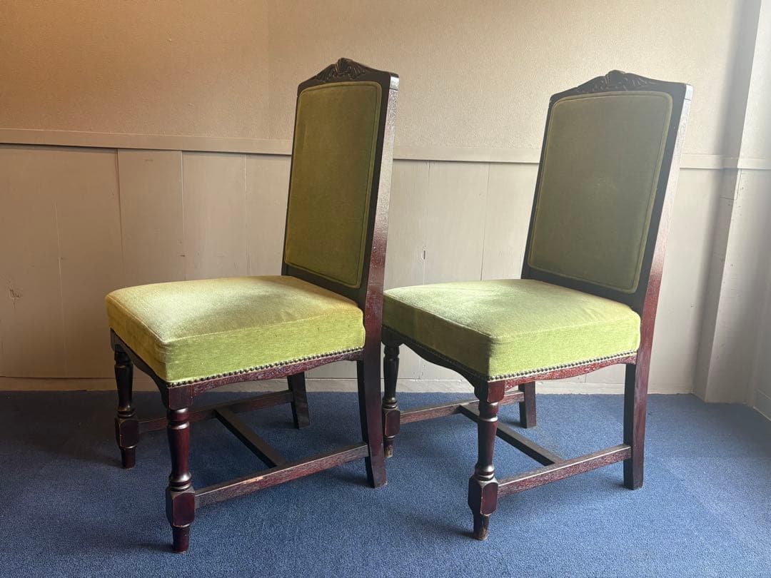 緑色のクラシックダイニングチェア2脚セット チェア③ アンティーク