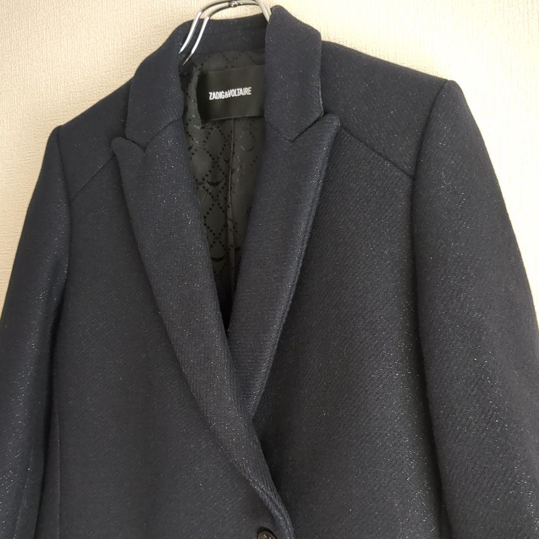 ZADIG&VOLTAIRE ラメ チェスターコート ネイビー S