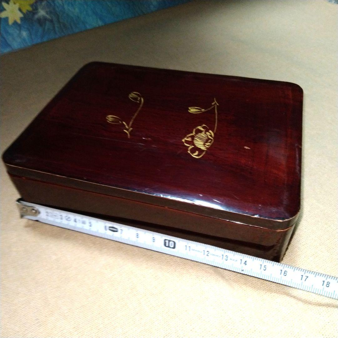 ☘ 明治時代 骨董 漆器 　野弁当　重箱 風景花絵　漆塗内朱　天然木