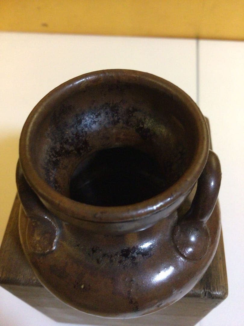 茶道具 耳付き茶入れ 時代合わせ木箱付き